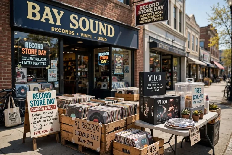 Illustration for the news story: Bay Sound Marks Record Store Day With Sidewalk Sale and Exclusive Vinyl