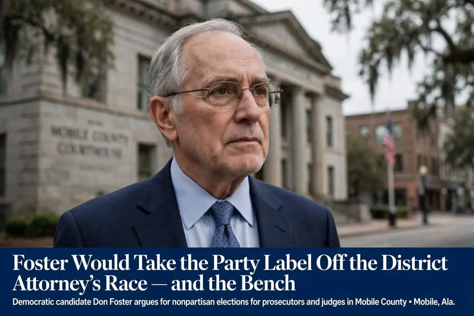 Illustration for the news story: Foster Would Take the Party Label Off the District Attorney’s Race — and the Bench