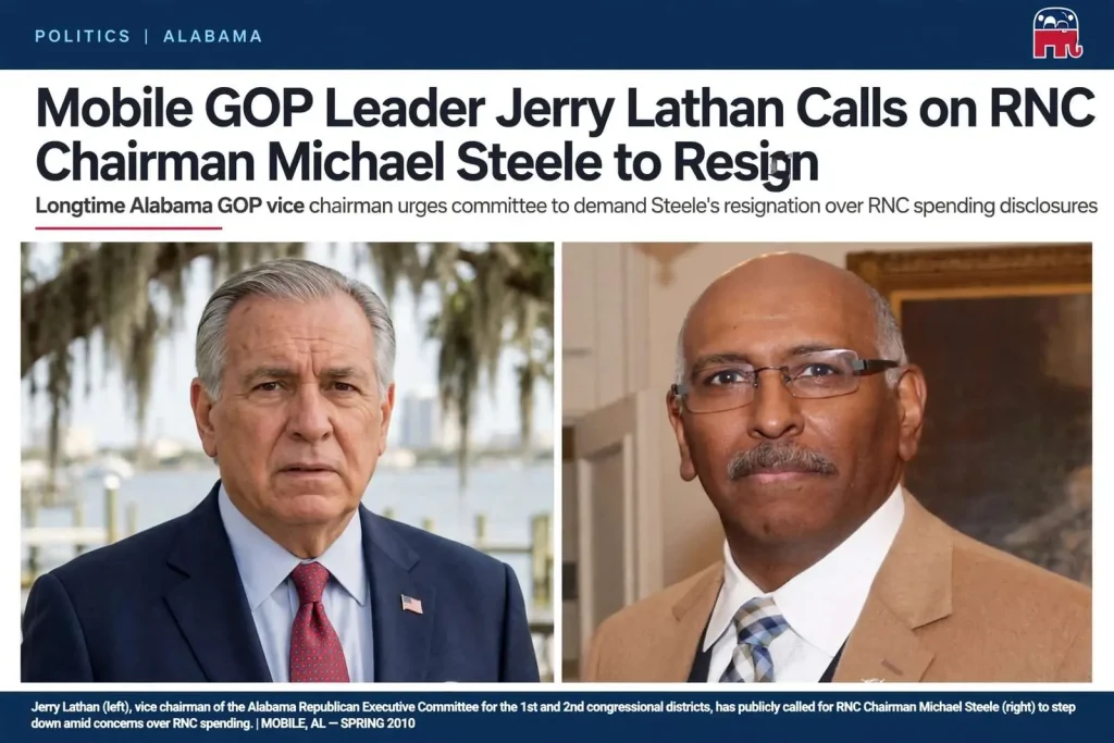 Illustration for the news story: Mobile GOP Leader Jerry Lathan Calls on RNC Chairman Michael Steele to Resign