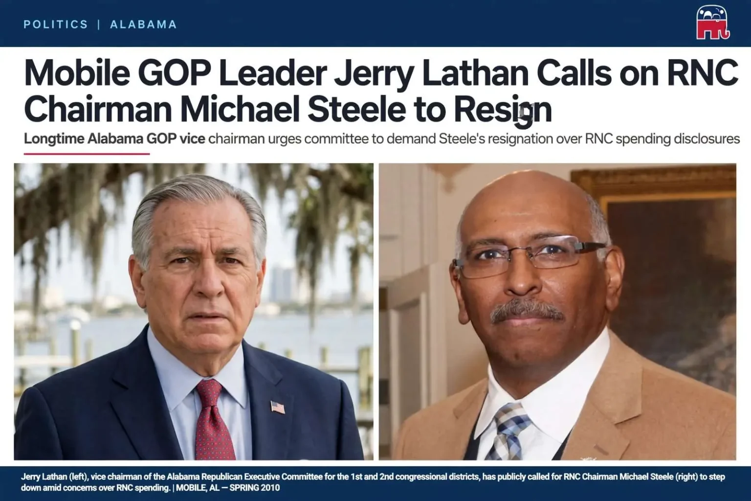 Illustration for the news story: Mobile GOP Leader Jerry Lathan Calls on RNC Chairman Michael Steele to Resign