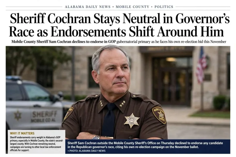 Illustration for the news story: Sheriff Cochran Stays Neutral in Governor’s Race as Endorsements Shift Around Him