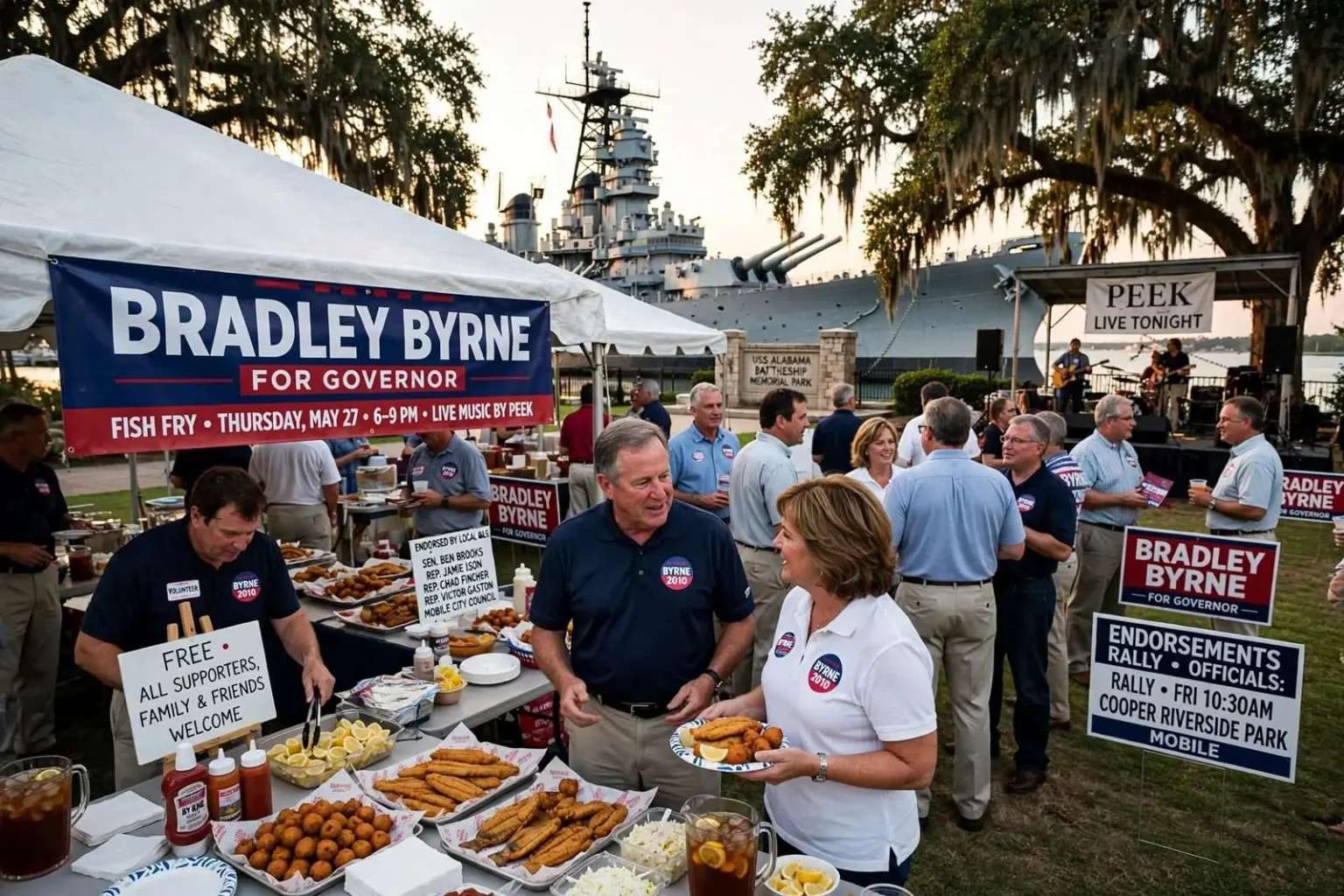 Illustration for the news story: Endorsements and Fish Fries Crowd the Calendar as Primary Day Nears