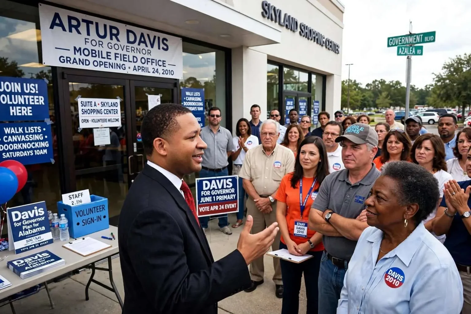 Illustration for the news story: Artur Davis Opens Mobile Field Office in Bid to Make Alabama History