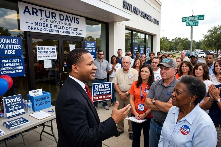 Illustration for the news story: Artur Davis Opens Mobile Field Office in Bid to Make Alabama History