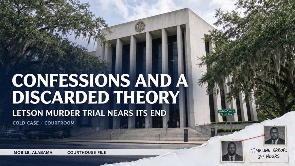 Illustration for the news story: Confessions and a Discarded Theory as Letson Murder Trial Nears Its End