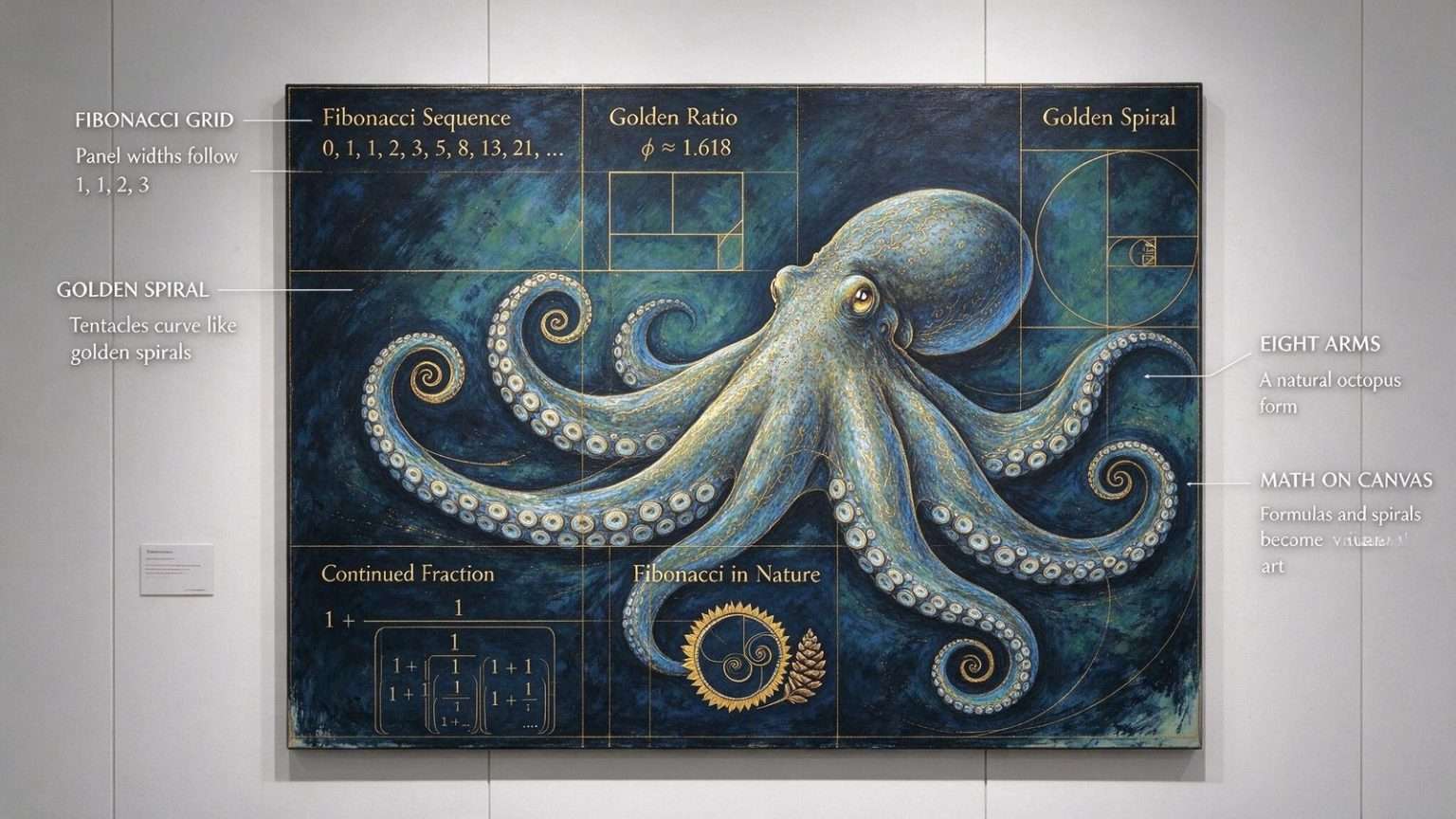 Illustration for the news story: Mobile’s ASMS Gallery Turns Fibonacci Numbers Into Art With ‘Fibonacci Octopus’