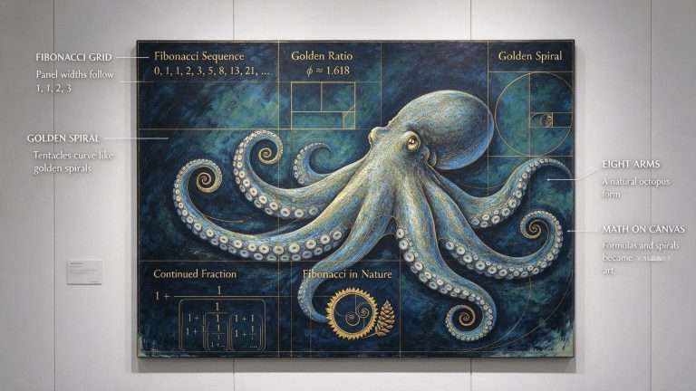 Illustration for the news story: Mobile’s ASMS Gallery Turns Fibonacci Numbers Into Art With ‘Fibonacci Octopus’