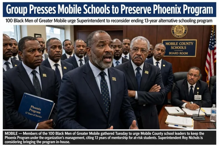 Illustration for the news story: Group Presses Mobile Schools to Preserve Phoenix Program