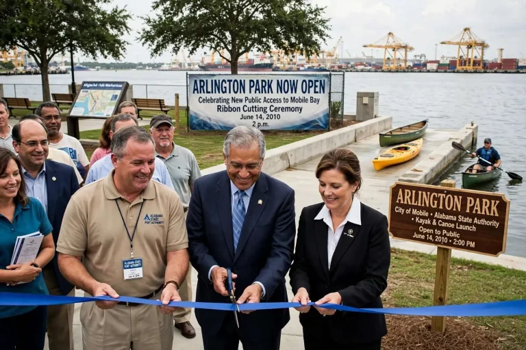 Illustration for the news story: Mobile to Open Arlington Park on the Bay Front With Kayak Launch