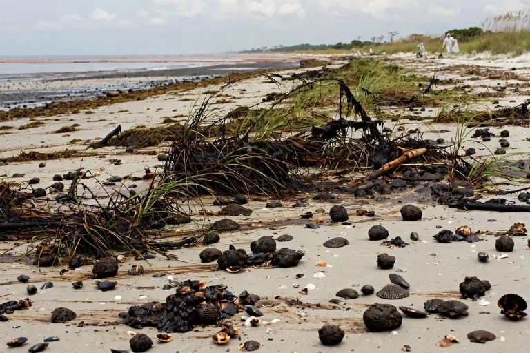 Illustration for the news story: Oil Globs Coated Dauphin Island in June 2010