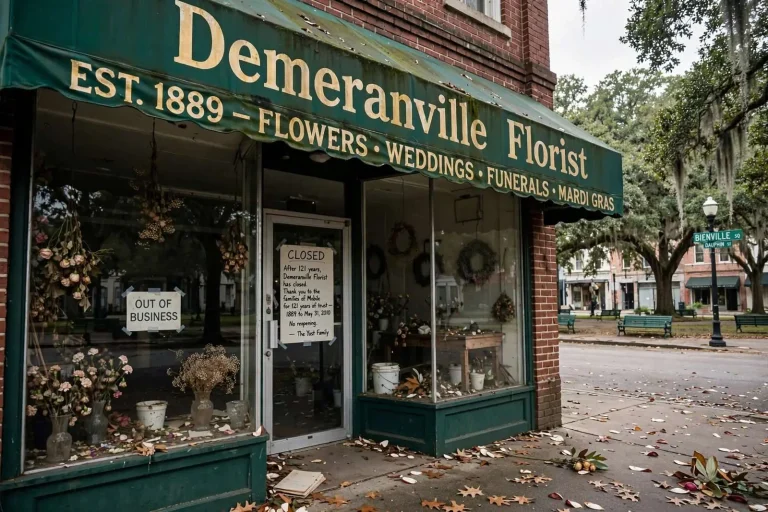 Illustration for the news story: Demeranville Florist Closes After 121 Years in Downtown Mobile