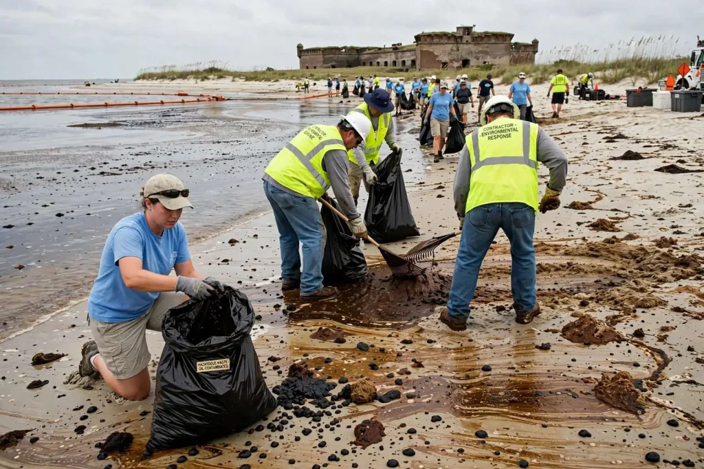 Illustration for the news story: Oil Reached Fort Morgan and Mobile Bay in June 2010