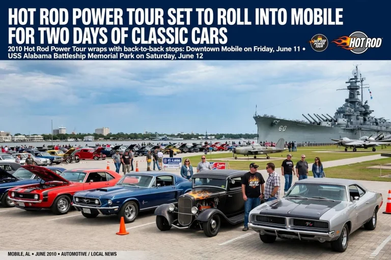 Illustration for the news story: Hot Rod Power Tour Set to Roll Into Mobile for Two Days of Classic Cars