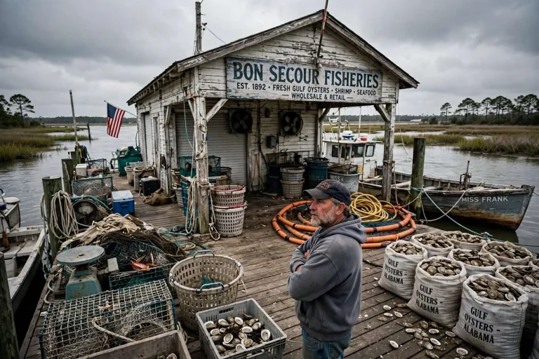 Illustration for the news story: International Spotlight Falls on Bon Secour Fisheries as Gulf Spill Threatens Alabama Oysters