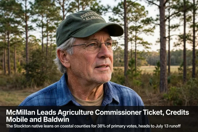 Illustration for the news story: McMillan Leads Agriculture Commissioner Ticket, Credits Mobile and Baldwin