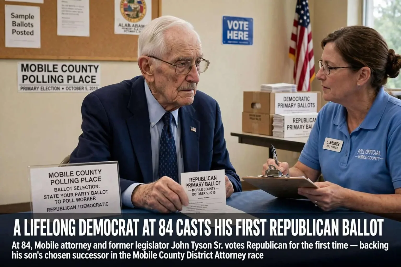 Illustration for the news story: A Lifelong Democrat at 84 Casts His First Republican Ballot