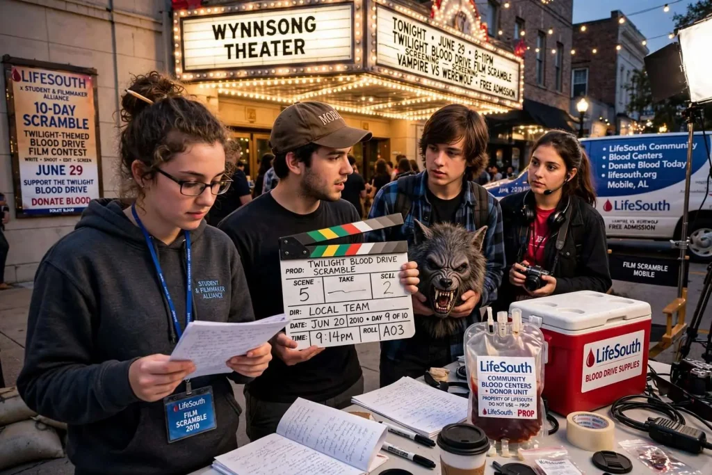 Illustration for the news story: Local Filmmakers Race the Clock for Twilight-Themed Blood Drive Film Contest in Mobile