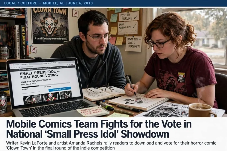 Illustration for the news story: Mobile Comics Team Fights for the Vote in National ‘Small Press Idol’ Showdown