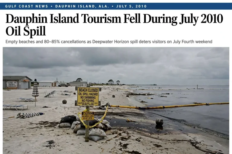 Illustration for the news story: Dauphin Island Tourism Fell During July 2010 Oil Spill