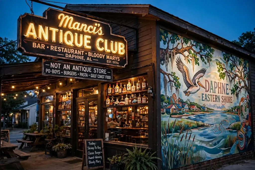 Illustration for the news story: Manci’s Antique Club: Daphne’s Beloved Watering Hole That Isn’t an Antique Store