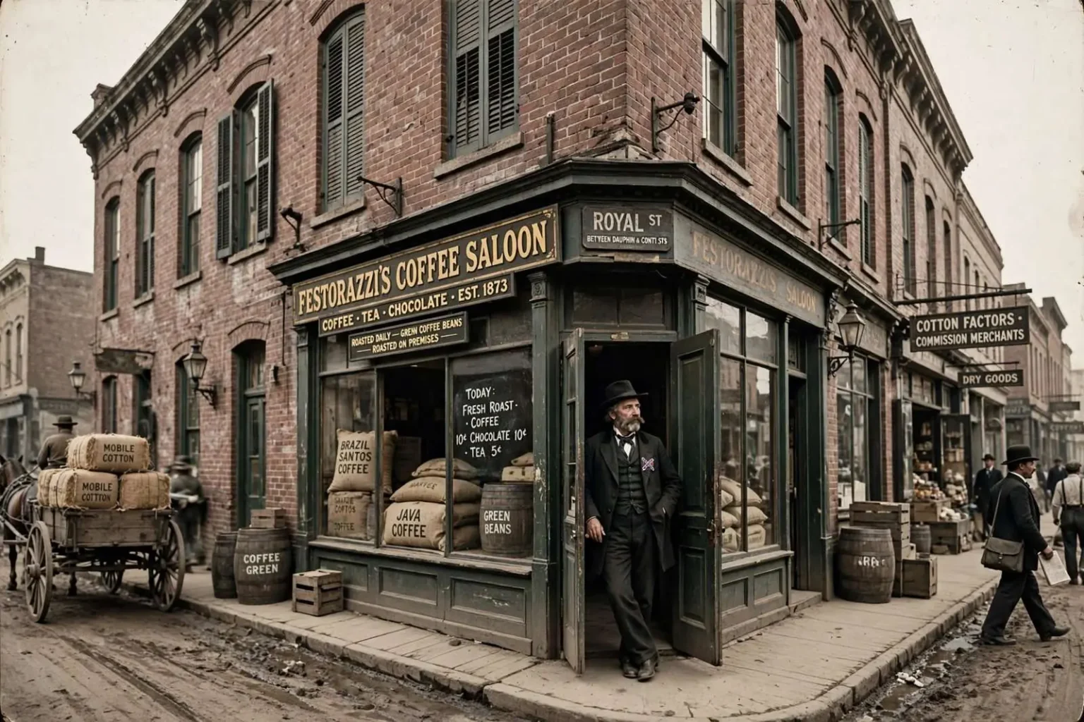 Illustration for the news story: Mobile History: The Story Behind Festorazzis Coffee Saloon on Royal Street