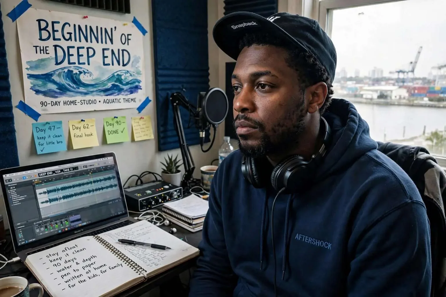 Illustration for the news story: Mobile Rapper AfterSchock Releases ‘Beginnin’ of the Deep End,’ a 90-Day Home-Studio Project