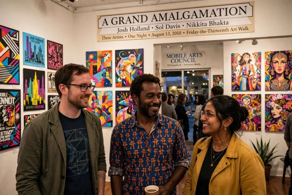 Illustration for the news story: ‘A Grand Amalgamation’: Three Mobile Artists Shared One Canvas of Color at the Mobile Arts Council