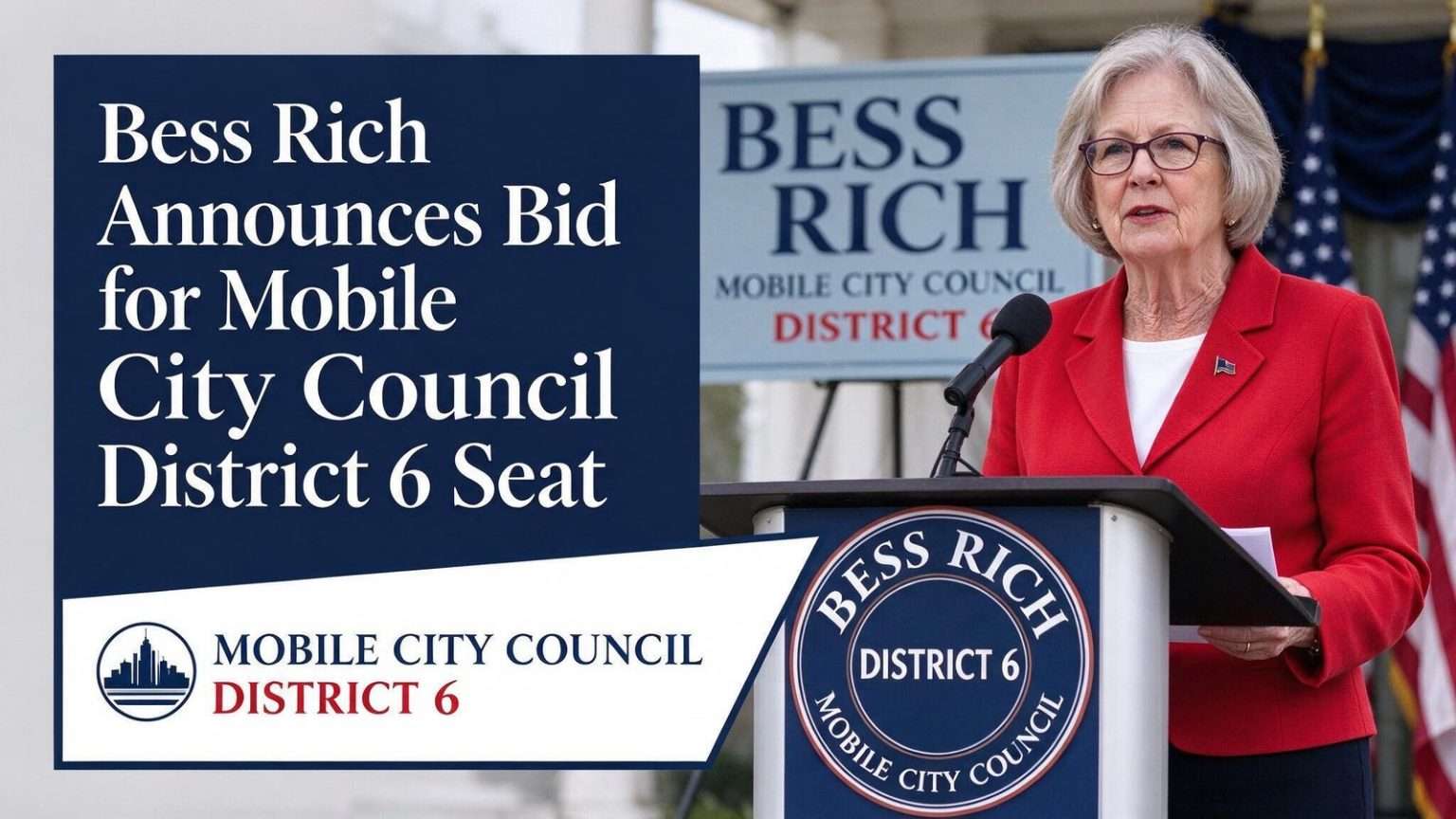 Illustration for the news story: Bess Rich Announces Bid for Mobile City Council District 6 Seat