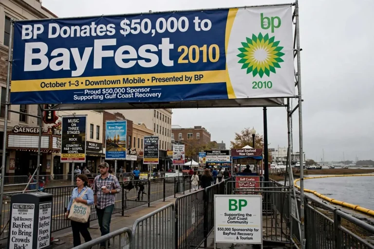 Illustration for the news story: BP Donates $50,000 to Sponsor 2010 BayFest After Gulf Oil Spill
