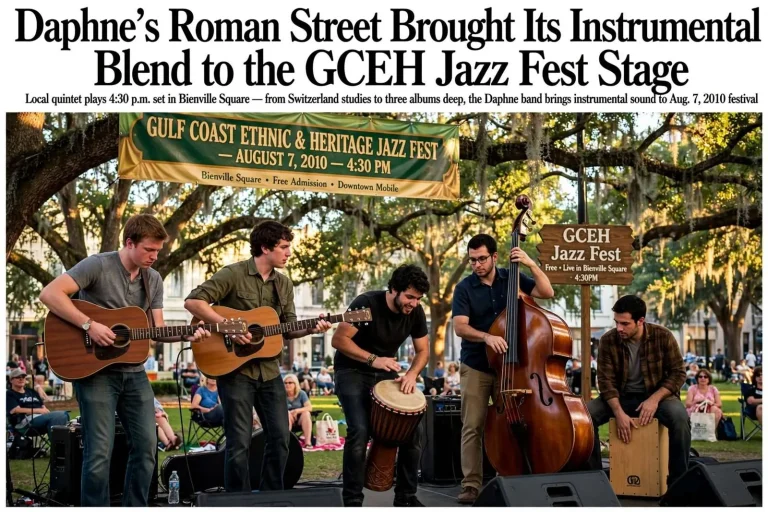 Illustration for the news story: Daphne’s Roman Street Brought Its Instrumental Blend to the GCEH Jazz Fest Stage