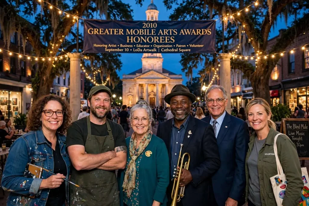 Illustration for the news story: Meet the 2010 Greater Mobile Arts Awards Honorees, From the Blind Mule to Wanda Sullivan