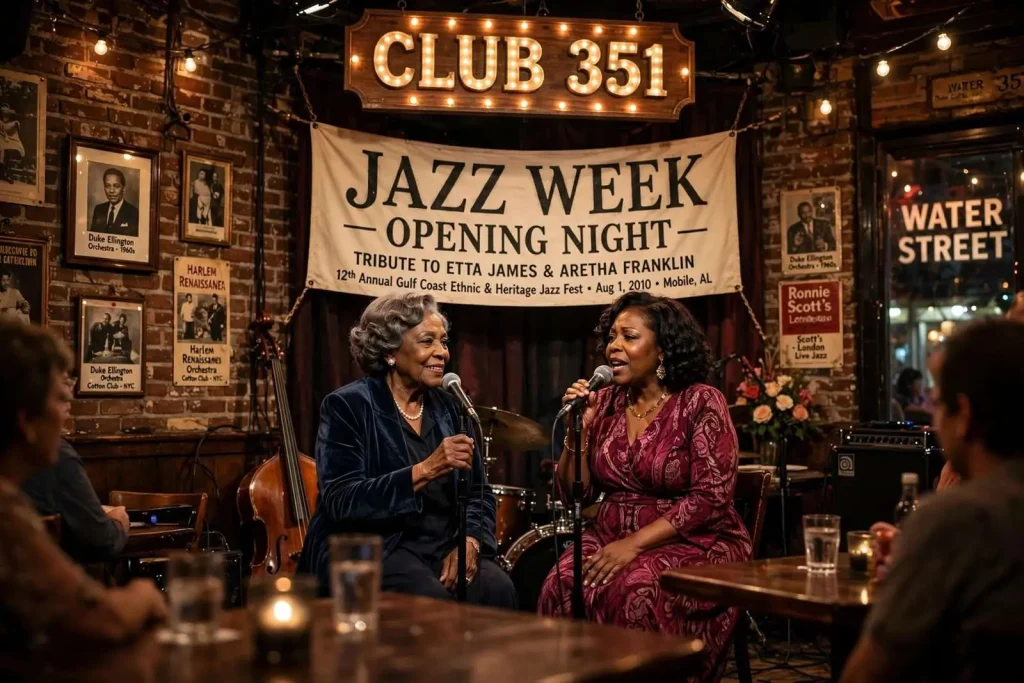 Illustration for the news story: Mobile’s Jazz Week Opened With a Tribute to Etta James and Aretha Franklin at Club 351