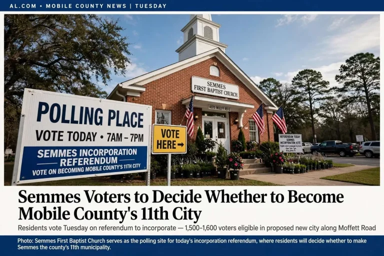 Illustration for the news story: Semmes Voters to Decide Whether to Become Mobile County’s 11th City