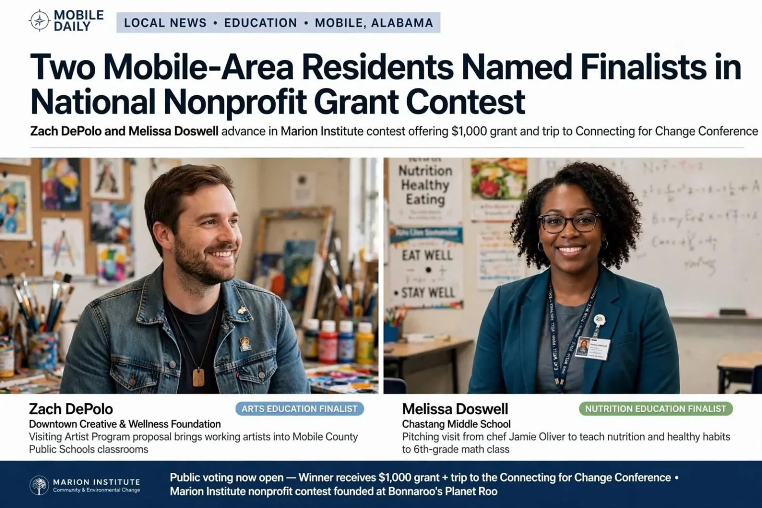 Illustration for the news story: Two Mobile-Area Residents Named Finalists in National Nonprofit Grant Contest