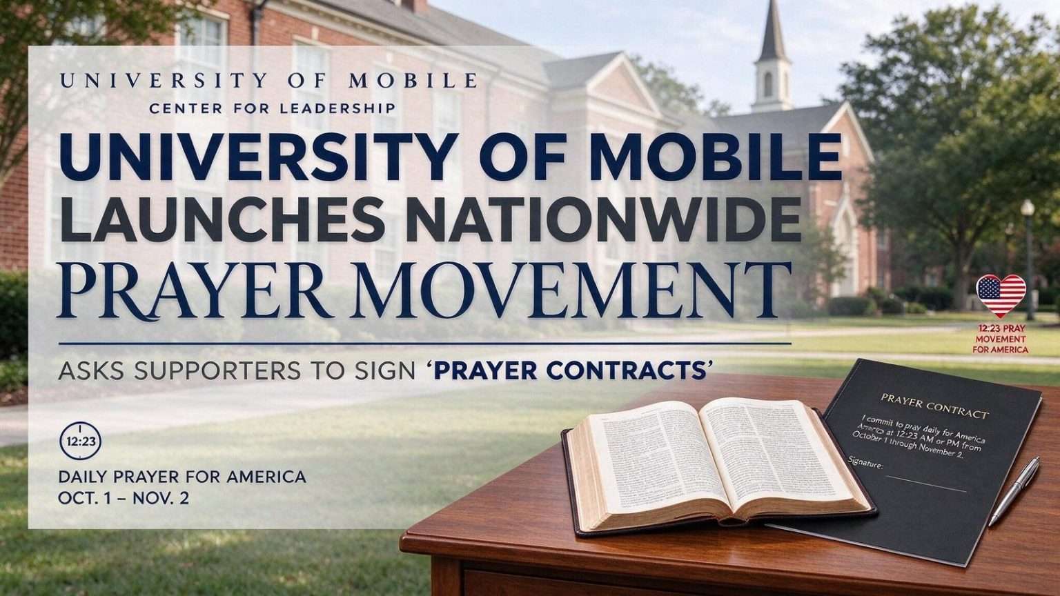 Illustration for the news story: University of Mobile Launches Nationwide Prayer Movement, Asks Supporters to Sign ‘Prayer Contracts’