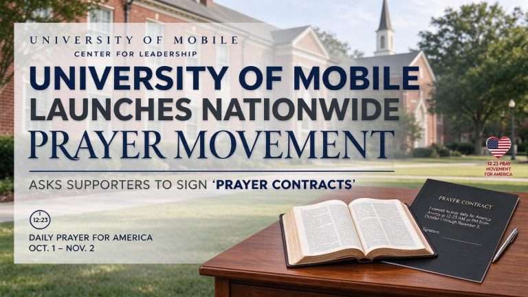 Illustration for the news story: University of Mobile Launches Nationwide Prayer Movement, Asks Supporters to Sign ‘Prayer Contracts’