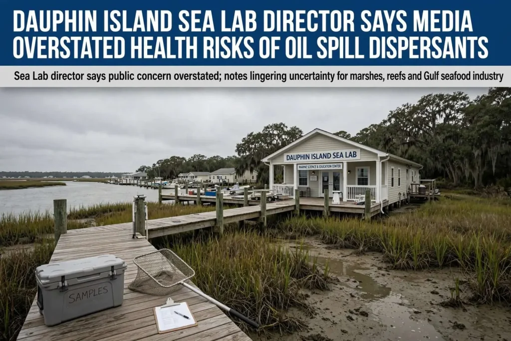 Illustration for the news story: Dauphin Island Sea Lab Director Says Media Overstated Health Risks of Oil Spill Dispersants