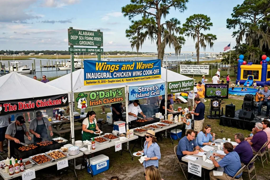 Illustration for the news story: Dauphin Island Stages Inaugural ‘Wings and Waves’ Chicken Wing Cook-Off