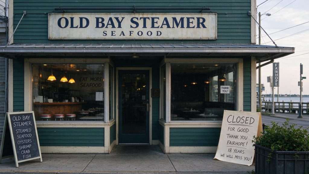 Illustration for the news story: Fairhope’s Old Bay Steamer Closes for Good, Owners Blame Oil Spill Fallout