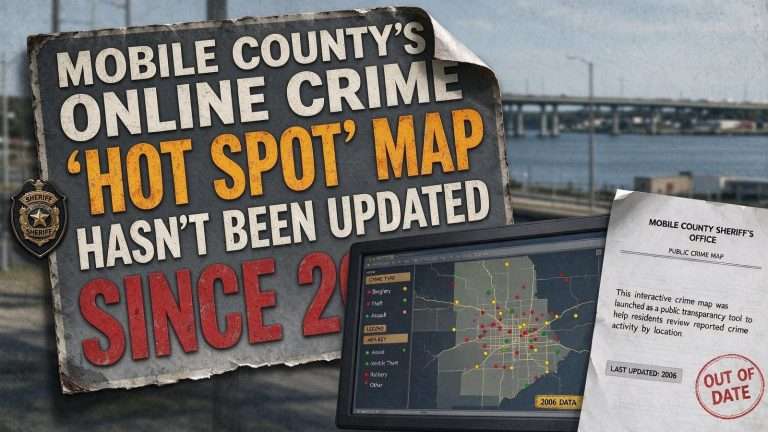 Illustration for the news story: Mobile County’s Online Crime “Hot Spot” Map Hasn’t Been Updated Since 2006