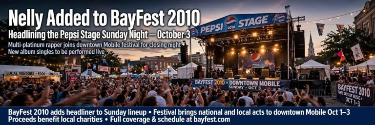Illustration for the news story: Nelly Added to BayFest 2010, Headlining the Pepsi Stage Sunday Night