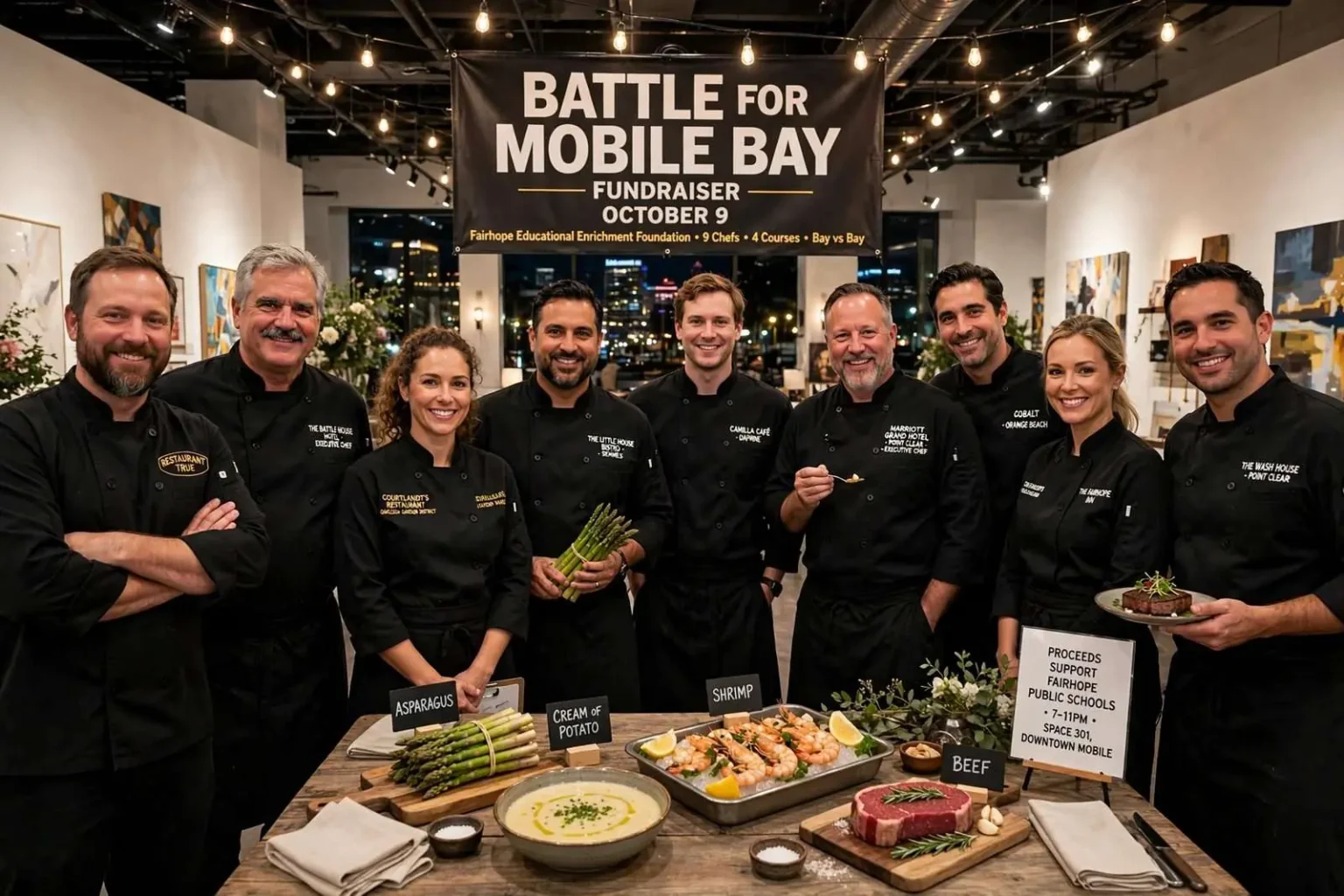 Illustration for the news story: Nine Top Chefs Face Off in ‘Battle for Mobile Bay’ Fundraiser Oct. 9