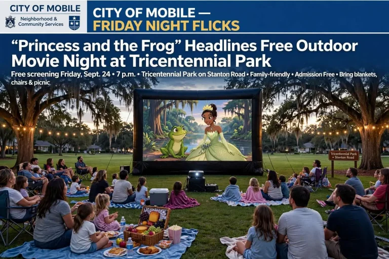 Illustration for the news story: “Princess and the Frog” Headlines Free Outdoor Movie Night at Tricentennial Park