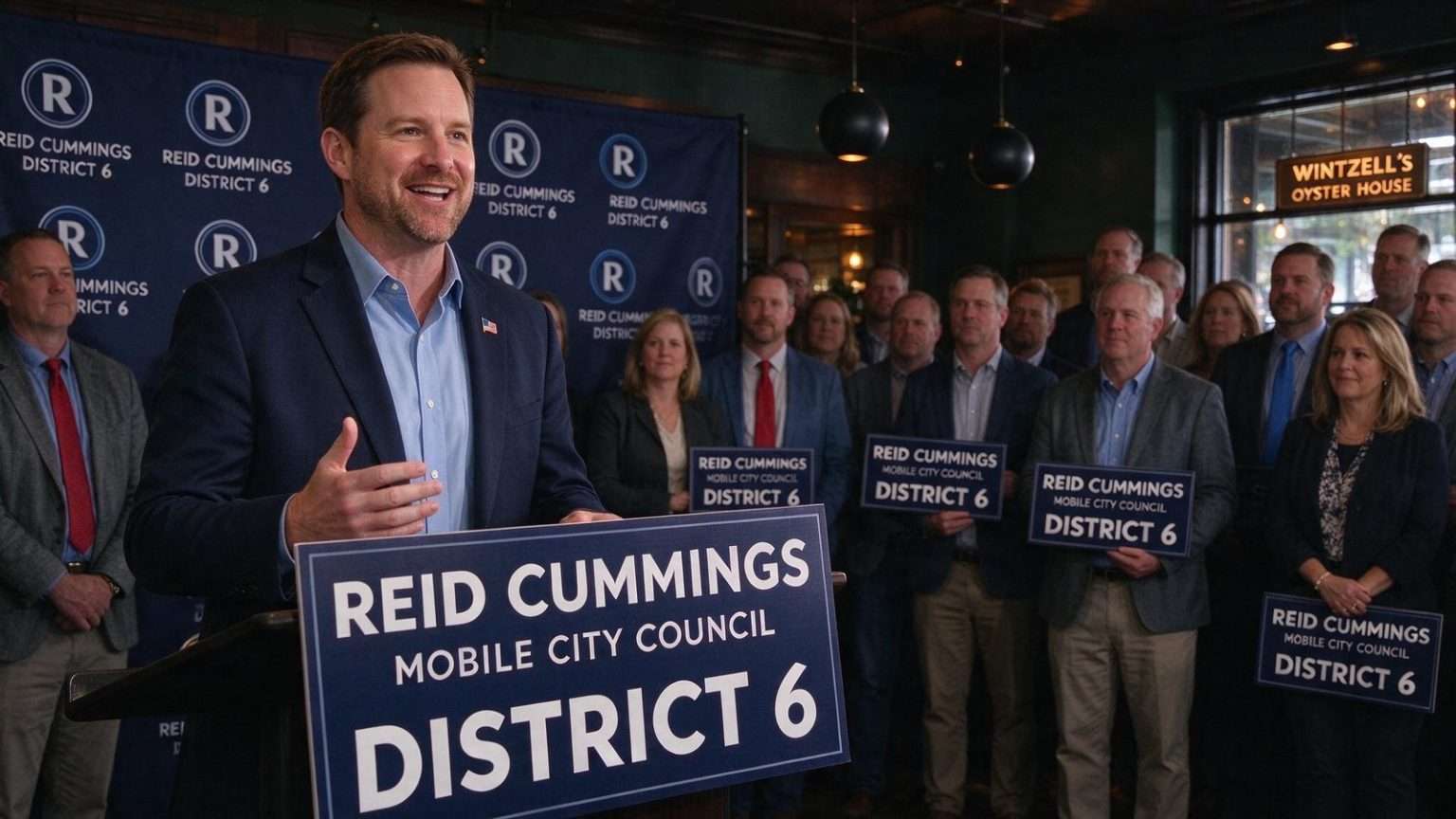 Illustration for the news story: Reid Cummings Launches District 6 Council Bid With Business Community Behind Him