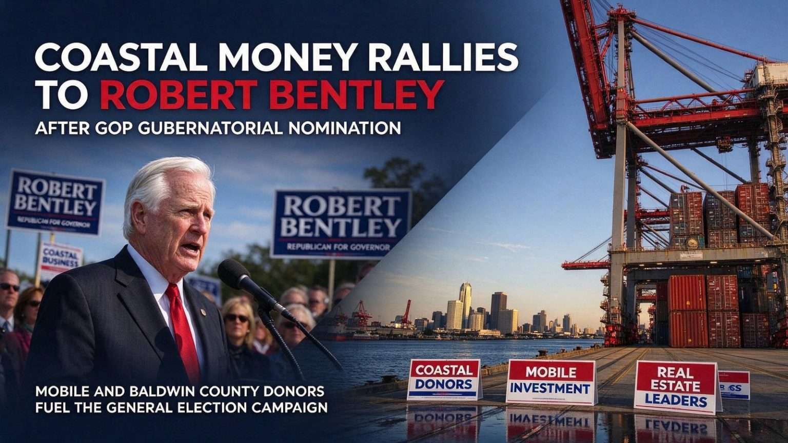 Illustration for the news story: Coastal Money Rallies to Robert Bentley After GOP Gubernatorial Nomination
