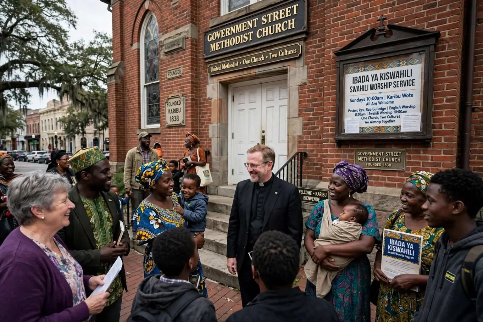 Illustration for the news story: Government Street Methodist Church Draws African Refugee Congregation to Swahili-Language Service