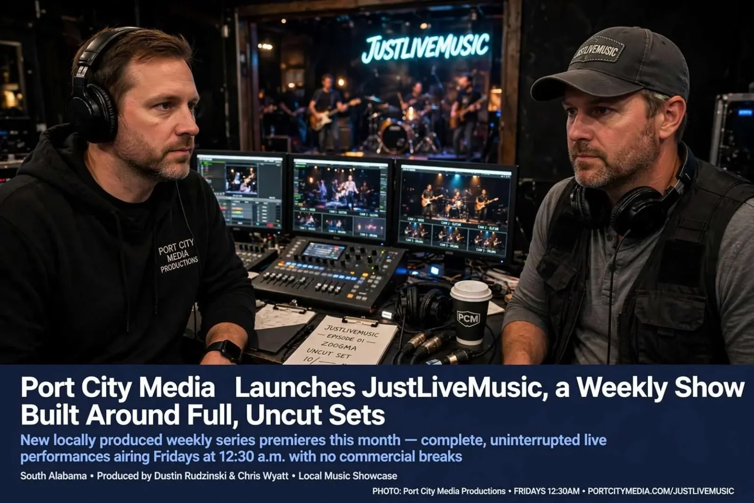 Illustration for the news story: Port City Media Launches JustLiveMusic, a Weekly Show Built Around Full, Uncut Sets