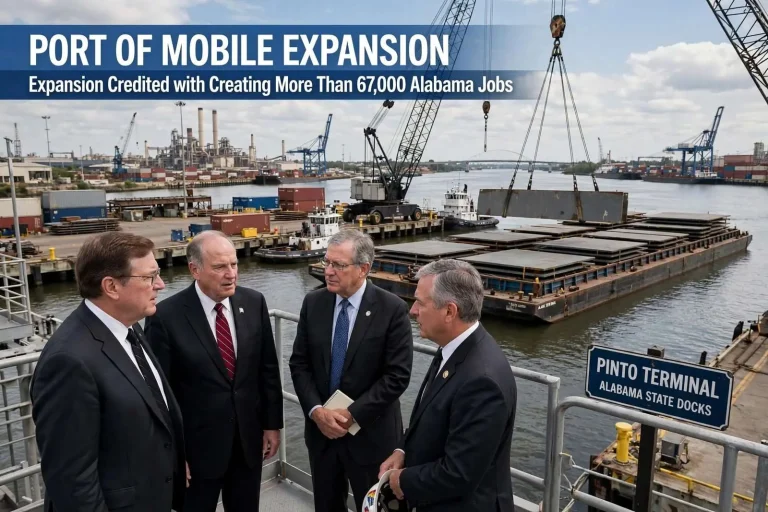 Illustration for the news story: Port of Mobile Expansion Credited with Creating More Than 67,000 Alabama Jobs