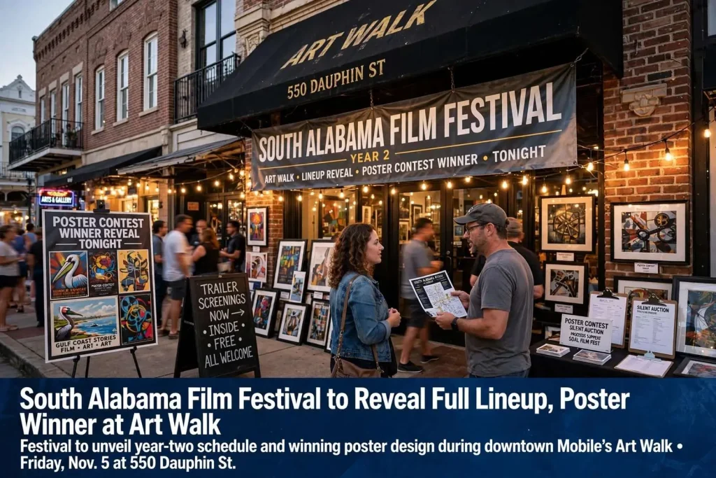 Illustration for the news story: South Alabama Film Festival to Reveal Full Lineup, Poster Winner at Art Walk