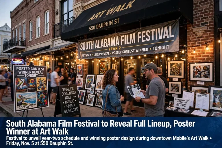 Illustration for the news story: South Alabama Film Festival to Reveal Full Lineup, Poster Winner at Art Walk